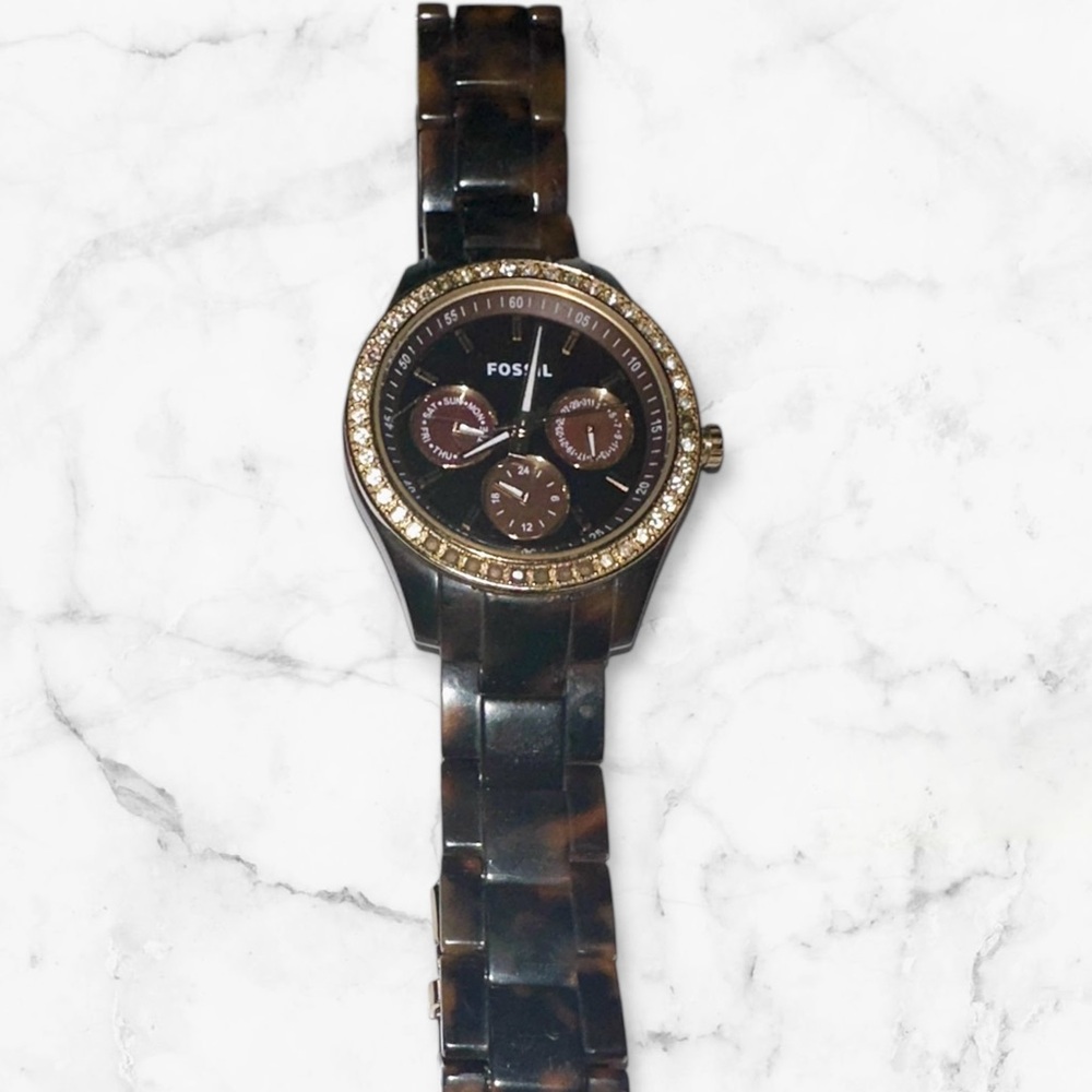 Fossil Multifunction Tortoiseshell Watch Gold-Ton… - image 4